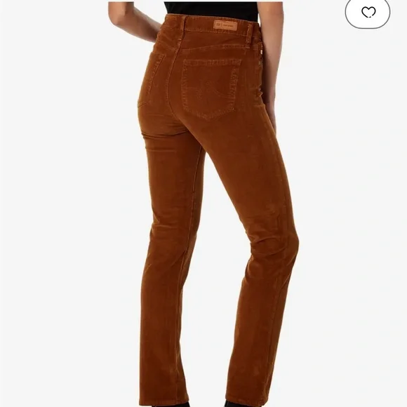 NWOT AG Mari High Rise Slim Straight corduroy 1 year sulfur caramel color - Picture 2 of 7